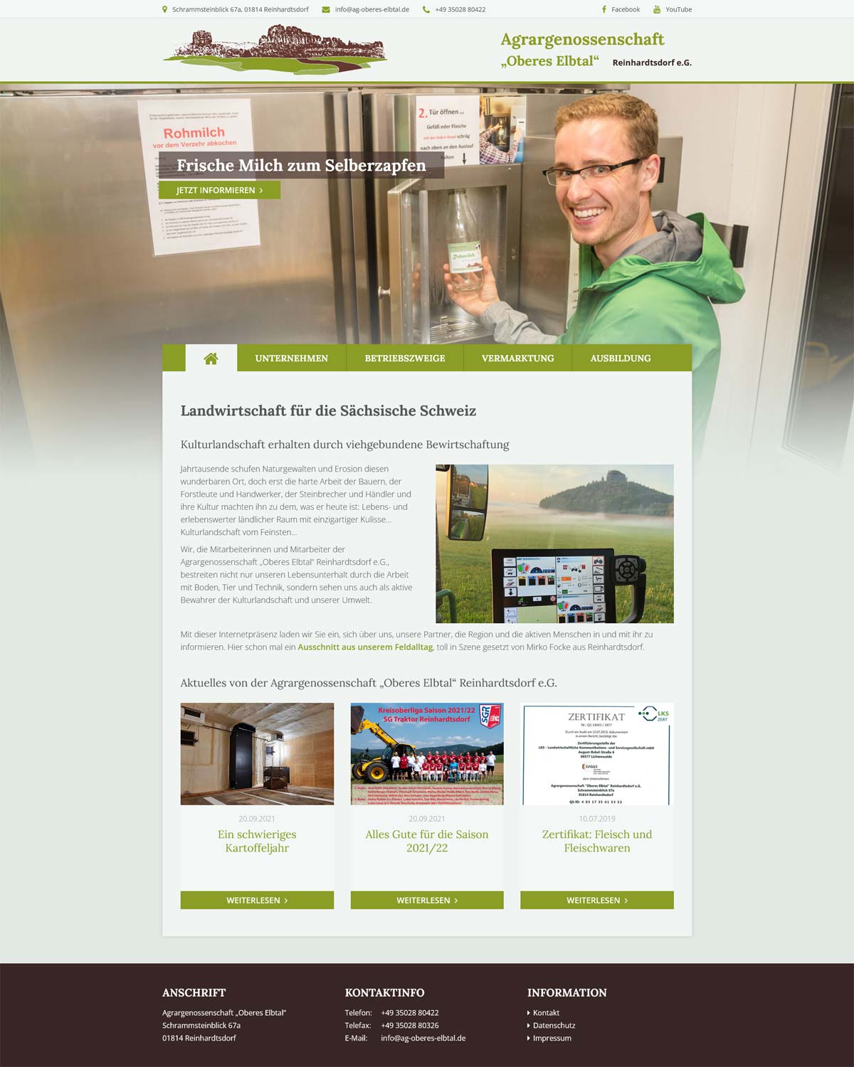 AG Oberes Elbtal – Screenshot Webseite Screenshot - Internetseite www.ag-oeberes-elbtal.de