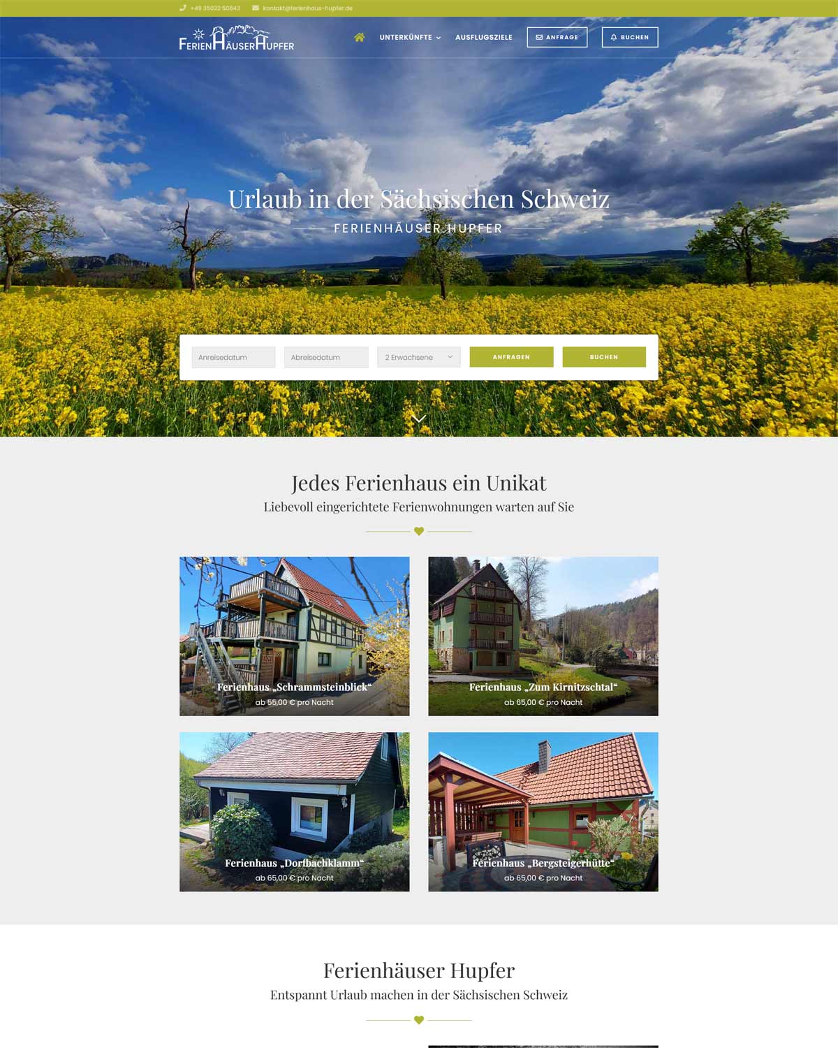 Ferienhaus Hupfer - Screenshot Beitragsbild