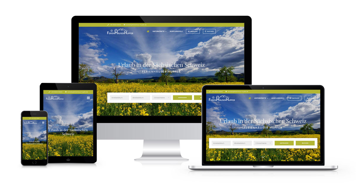 Responsive Webdesign - Internetseite www.ferienhaus-hupfer.de