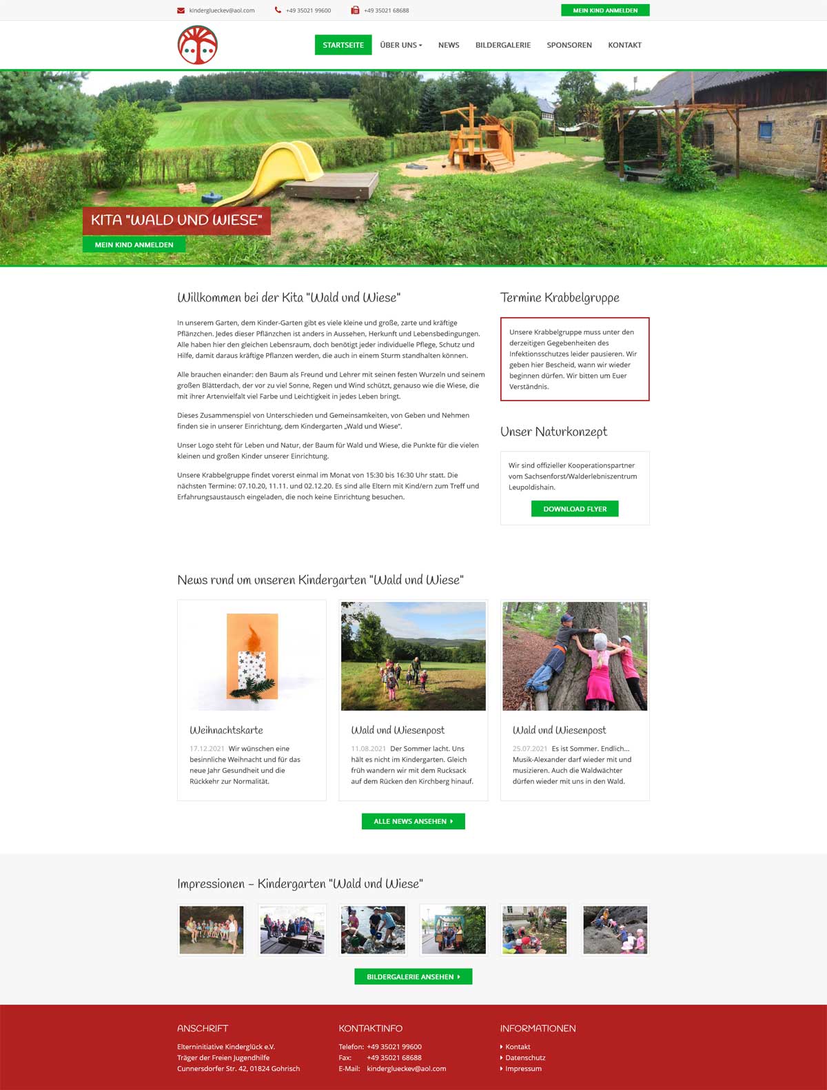 Kita Cunnersdorf – Screenshot Webseite Screenshot - Internetseite www.kita-cunnersdorf.de