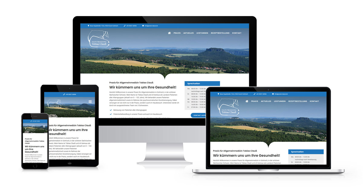 Responsive Webdesign - Internetseite www.praxis-clauss.de